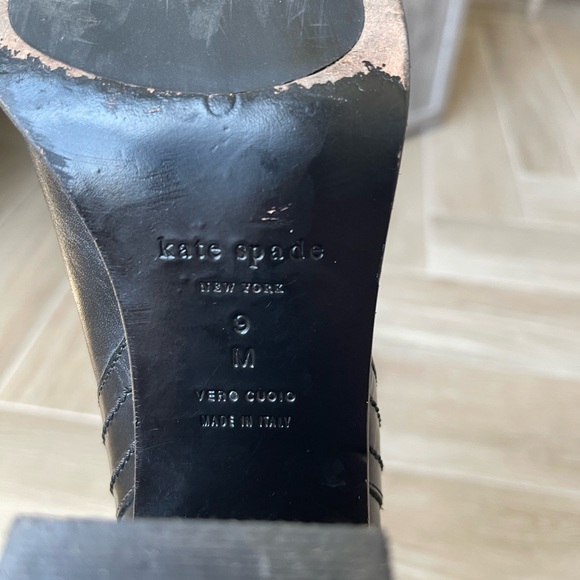 Kate Spade Black Leather Stacked Heel mid Calf Ankle Boots - Picture 12 of 12